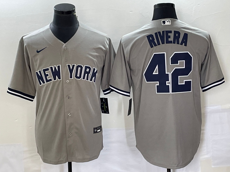 Men's Gray New York Yankees #42 Mariano Rivera Cool Base Stitched Baseball Jersey